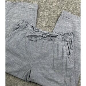 Pact Organic Cotton Pull On Pants Small Wide Leg Crop Drawstring Blue Boho